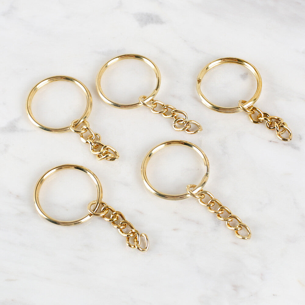 Loren Crafts 50'li 2,5 cm Altın Rengi Anahtarlık Halkası